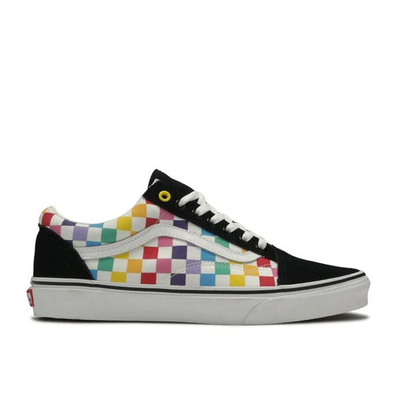 Vans Old Skool Rainbow Checkerboard Girl’s Missy 3 Sneakers Canvas Suede Low Top - Picture 1 of 8